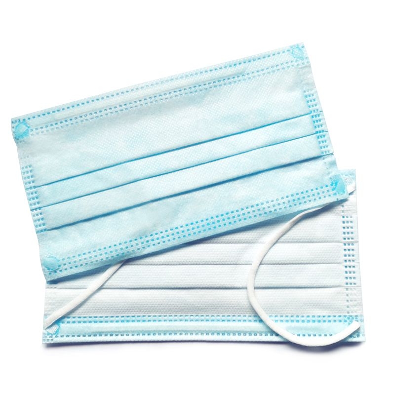 Disposable surgical mask in plastic paper bag